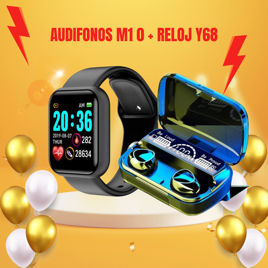 Combo Reloj Y68 + Audifonos M10